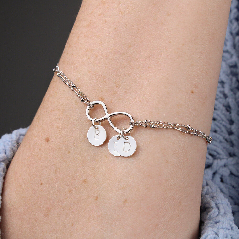Birthday Gift for Child - Infinity Bracelet with Initial Charm