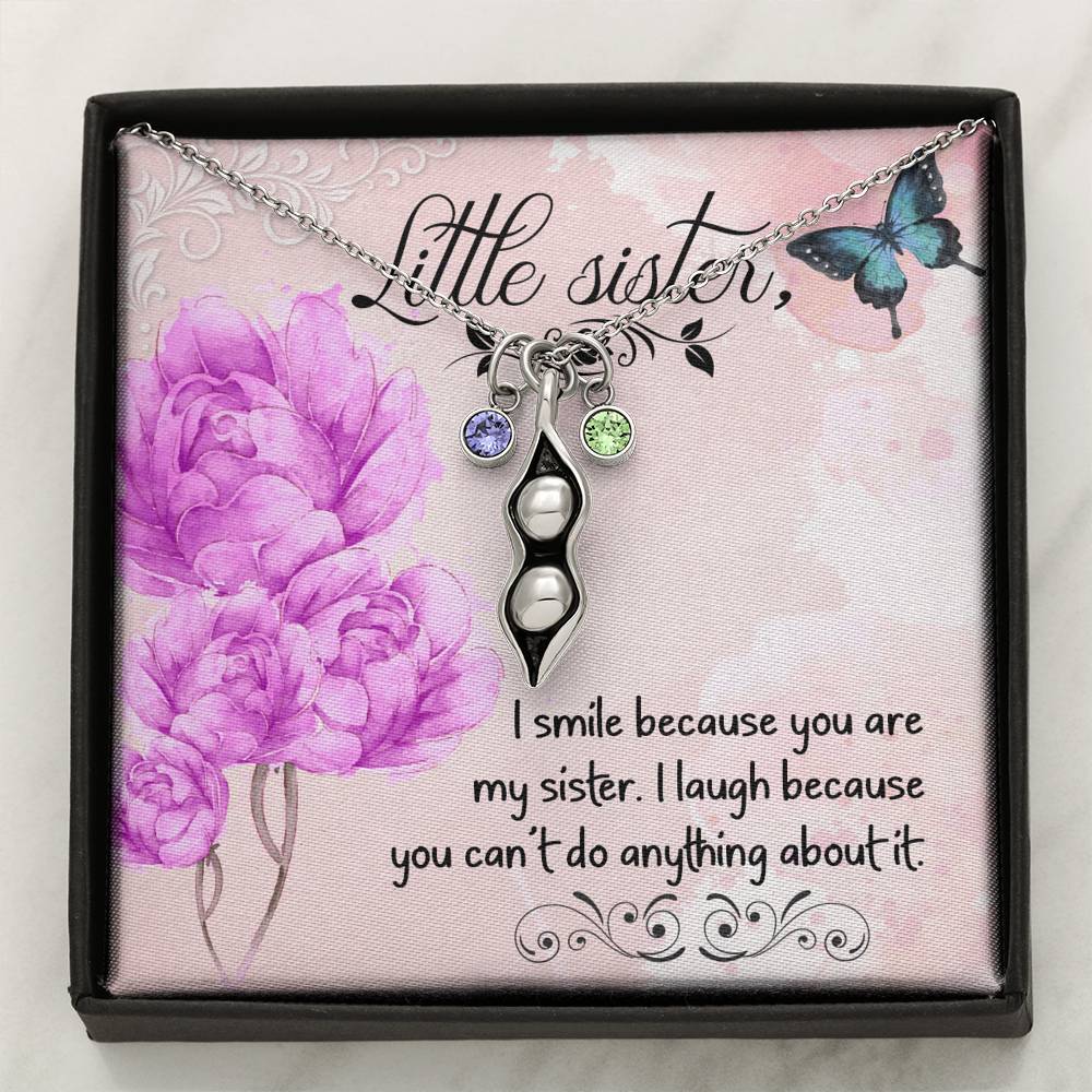 Gift for Little Sister - Pea Pod Necklace with Message Card