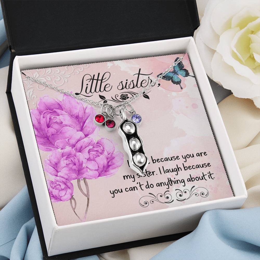 Gift for Little Sister - Pea Pod Necklace with Message Card