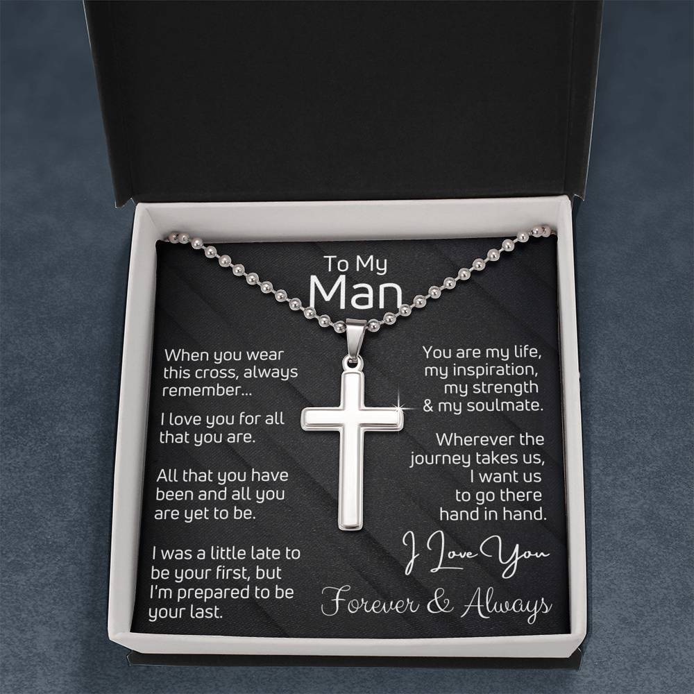 Gift for Husband - Forever & Always - Cross Necklace with Ball Chain