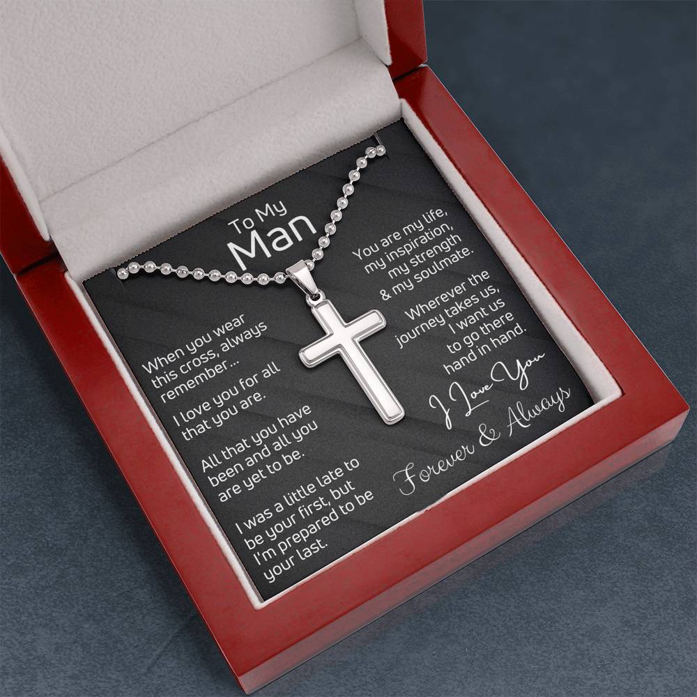 Gift for Husband - Forever & Always - Cross Necklace with Ball Chain