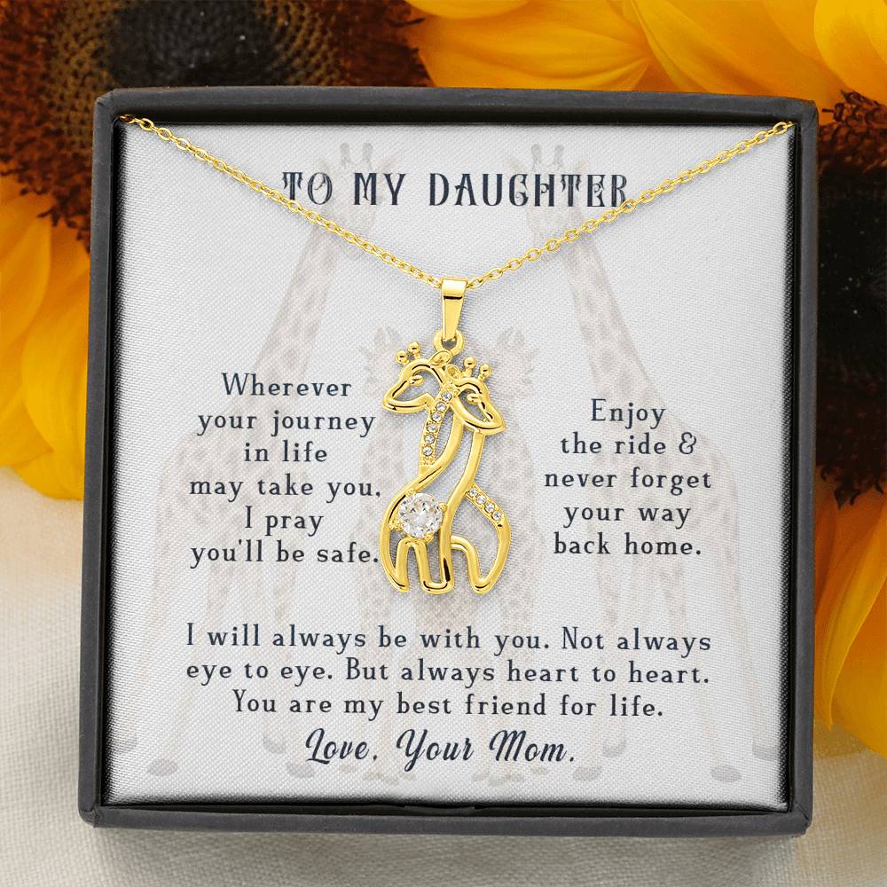 To Daughter from Mom - Journey in Life - Graceful Love Giraffe Necklace