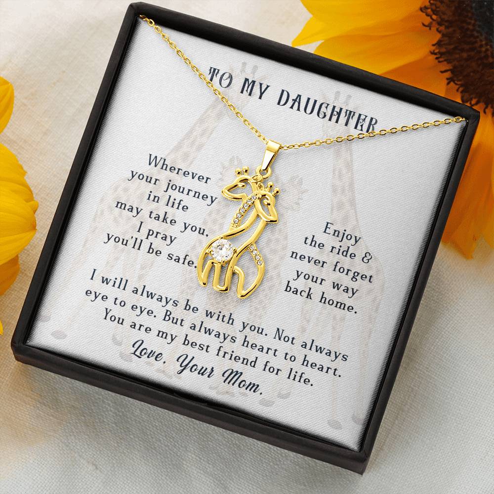 To Daughter from Mom - Journey in Life - Graceful Love Giraffe Necklace