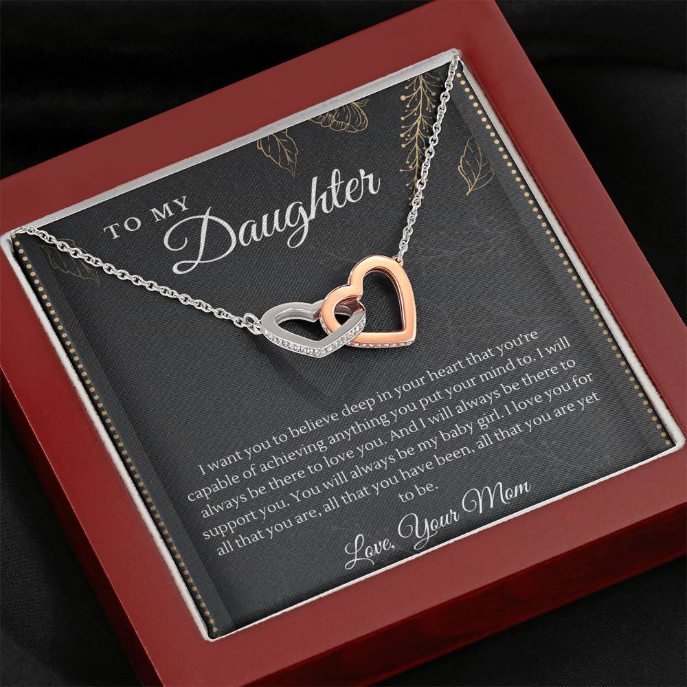 Gift for Daughter from Mom - Believe In Your Heart - Interlocking Hearts Necklace